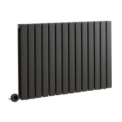 Milano x ECOSO Alpha - Electric Anthracite Horizontal Designer Radiator - 635mm Tall - Choice of Size and Wi-Fi Thermostat - Plug-In and Hardwired Options
