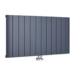 Milano Skye - Anthracite Horizontal Aluminium Designer Radiator (Single Panel) - 600mm Tall - Choice Of Width