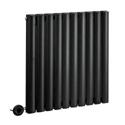 Milano x ECOSO Aruba - Electric Black Horizontal Designer Radiator - Choice of Size and Wi-Fi Thermostat - Plug-In and Hardwired Options