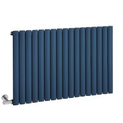 Milano x ECOSO Aruba Electric - Deep Sea Blue Horizontal Designer Radiator - 635mm Tall - Choice of Size, Thermostat and Cable Cover