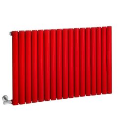 Milano x ECOSO Aruba Electric - Siamese Red Horizontal Designer Radiator - 635mm Tall - Choice of Size, Thermostat and Cable Cover