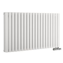 Milano Aruba Flow - White Horizontal Side Connection Designer Radiator (Double Panel) - 635mm Tall - Choice Of Width