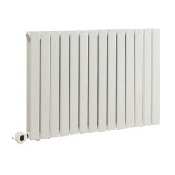 Milano x ECOSO Alpha - Electric White Horizontal Designer Radiator - 635mm Tall - Choice of Size and Wi-Fi Thermostat - Plug-In and Hardwired Options