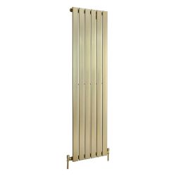 Milano Alpha - Flat Panel Vertical Designer Radiator - Single Panel - 1600mm x 450mm - Brushed Brass