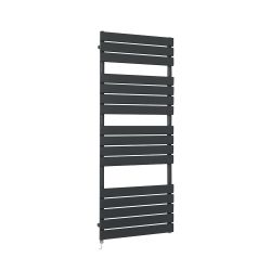 Milano x ECOSO Lustro - Electric Designer Anthracite Flat Panel Heated Towel Rail - Choice of Size, Heating Element and Cable Cover