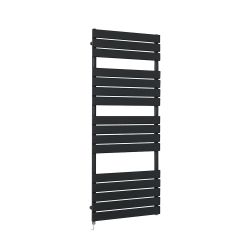 Milano x ECOSO Lustro - Electric Designer Black Flat Panel Heated Towel Rail - Choice of Size, Heating Element and Cable Cover