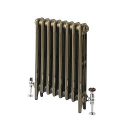 Milano Mercury - 3 Column Cast Iron Radiator - 560mm Tall - Natural Brass - Multiple Sizes Available