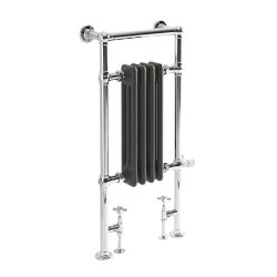 Milano Elizabeth - Anthracite Traditional Dual Fuel Heated Towel Rail - 930mm x 450mm - Choice of Wi-Fi Thermostat and Cable Cover