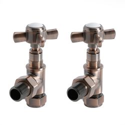 Milano - Traditional Brushed Bronze Angled Radiator Valves (Pair)