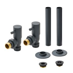 Milano - Minimalist Angled Radiator Valve and Pipe Sleeve Set - Choice of Finish