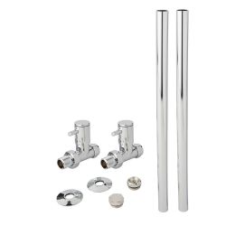 Milano - Minimalist Straight Radiator Valve and Pipe Set - Chrome