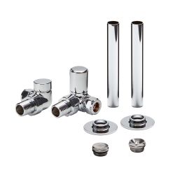 Milano - Modern Corner Radiator Valve and Pipe Sleeve Set - Choice of Finish
