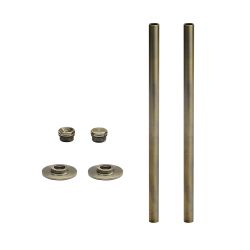 Milano - Traditional Brushed Brass Radiator Trim Kit - Pipe Connectors with Blanking and Bleed Plugs