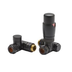 Milano - Black Thermostatic Dual Fuel Corner Radiator Valves