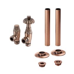 Milano Windsor - Antique Style Thermostatic Angled Radiator Valve and Pipe Sleeve Set - Choice of Finish