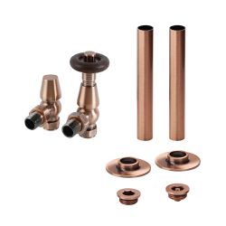 Milano Windsor - Traditional Thermostatic Angled Radiator Valve and Pipe Sleeve Set - Choice of Finish