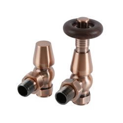 Milano Windsor - Antique Copper Traditional Thermostatic Angled Radiator Valves (Pair)