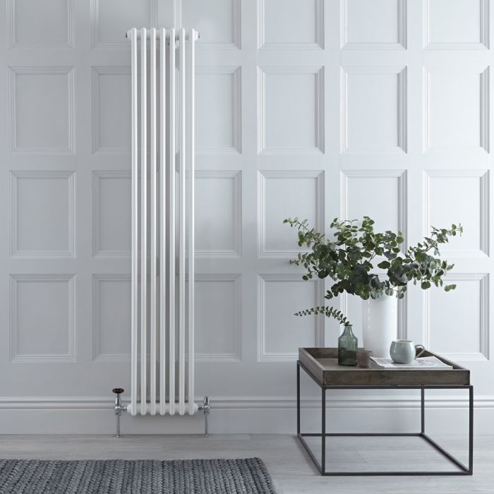 Stelrad Regal - Vertical Double Column White Traditional Cast Iron Style Radiator - 1800mm x 352mm