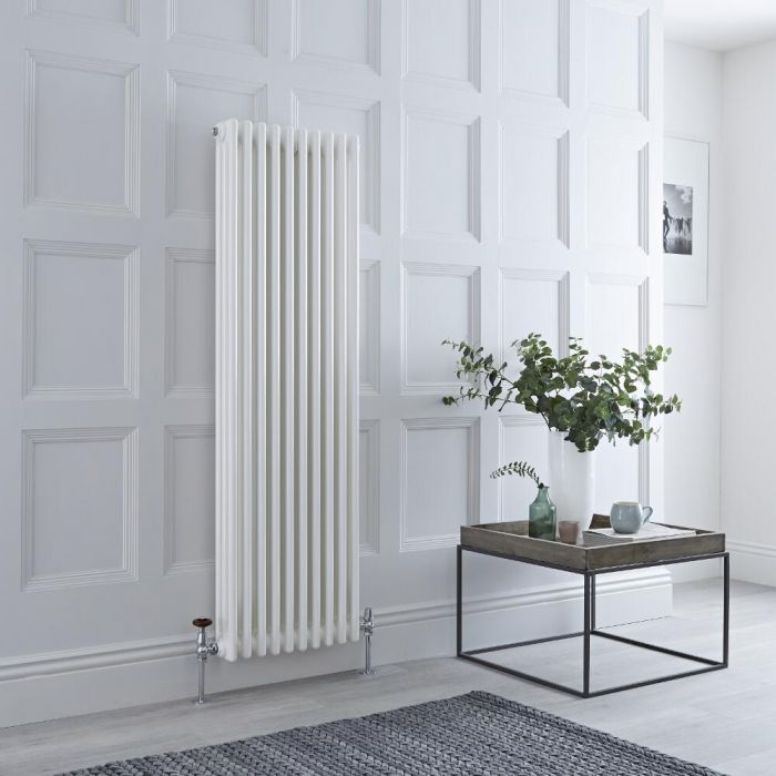 Milano Windsor - Vertical Triple Column White Traditional Cast Iron Style Radiator - 1500mm x 470mm