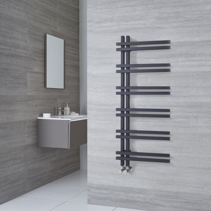 Milano Pars - Anthracite Aluminium Designer Heated Towel Rail 1200mm x 500mm