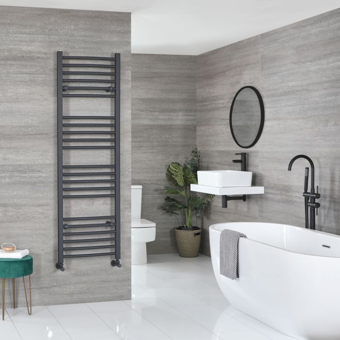 Milano Artle - Curved Anthracite Heated Towel Rail 1600mm x 500mm