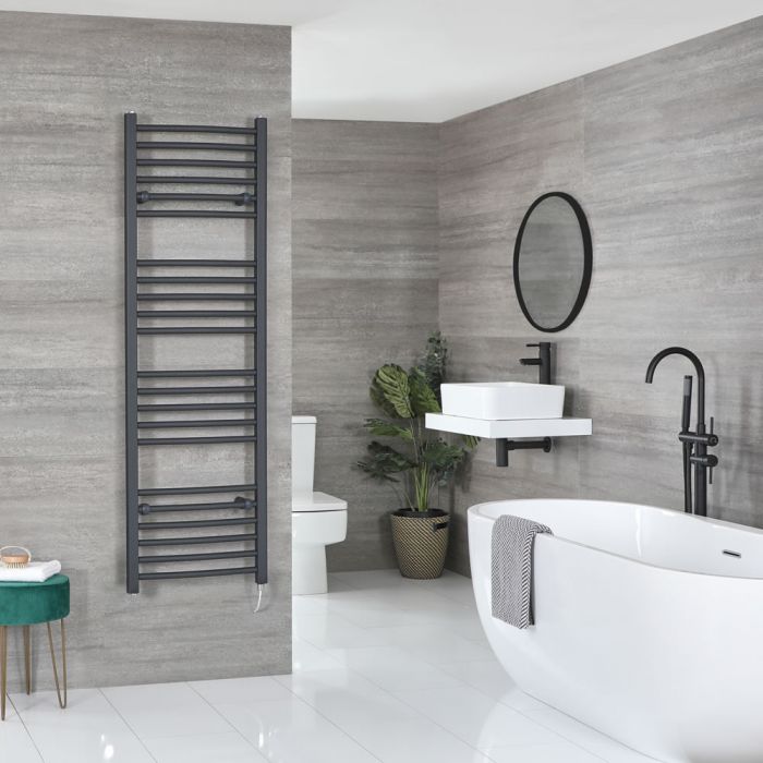 Milano Artle Electric - Curved Anthracite Heated Towel Rail 1600mm x 500mm