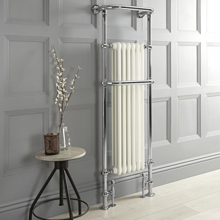 Milano Elizabeth - White Traditional Heated Towel Rail - 1510mm x 510mm (With Overhanging Rail)