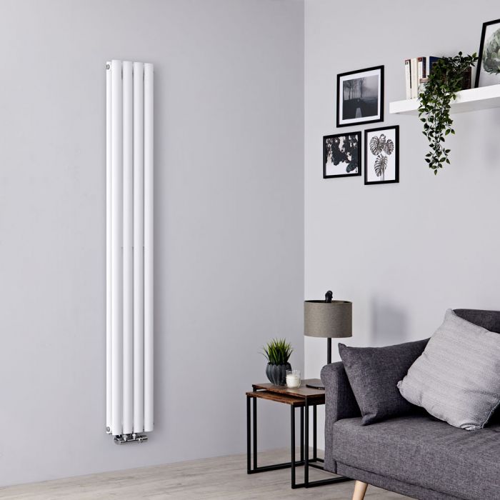Milano Aruba Flow - White Vertical Double Panel Middle Connection Designer Radiator 1780mm x 236mm