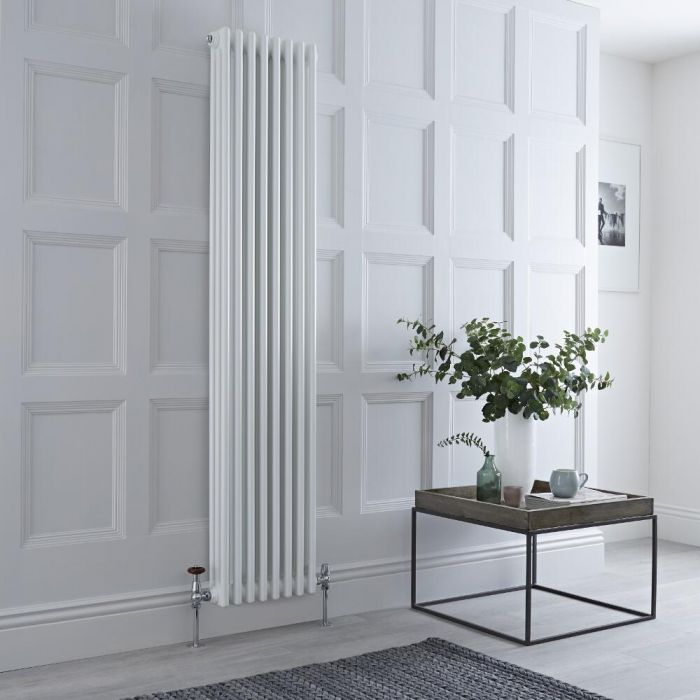 Milano Windsor - Vertical Triple Column White Traditional Cast Iron Style Radiator - 1800mm x 380mm