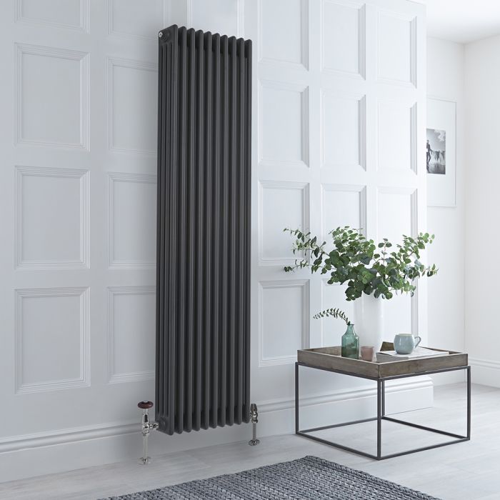 Milano Windsor - Vertical Four Column Anthracite Traditional Radiator - 1800mm x 470mm