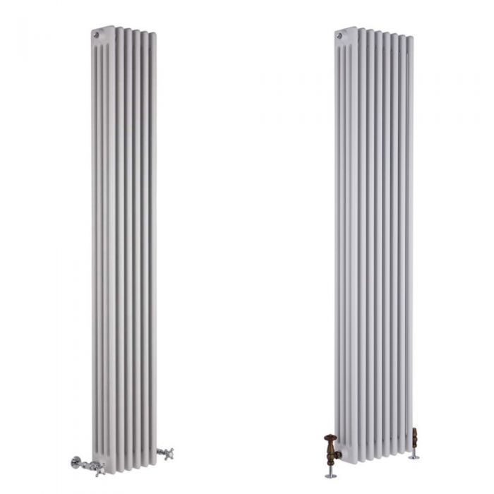 Milano Windsor - White Traditional 1800mm Vertical Four Column Radiator - Choice of Size and Feet