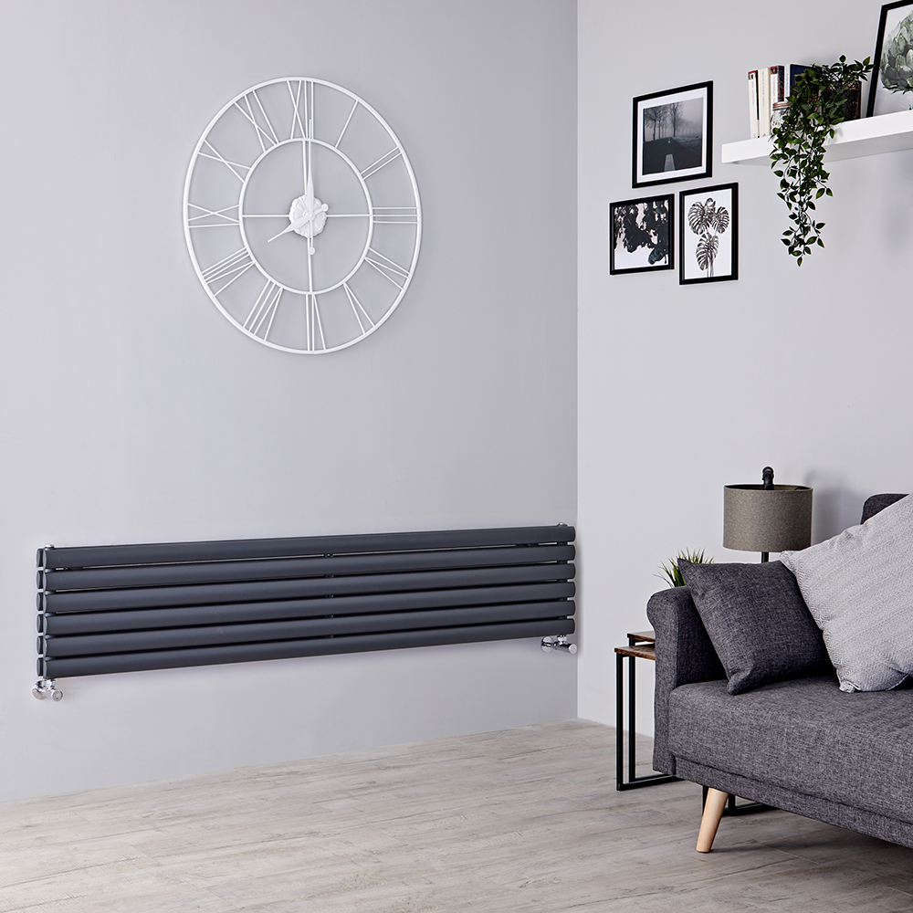 Milano Aruba - Anthracite Horizontal Designer Radiator 354mm x 1600mm (Double Panel)
