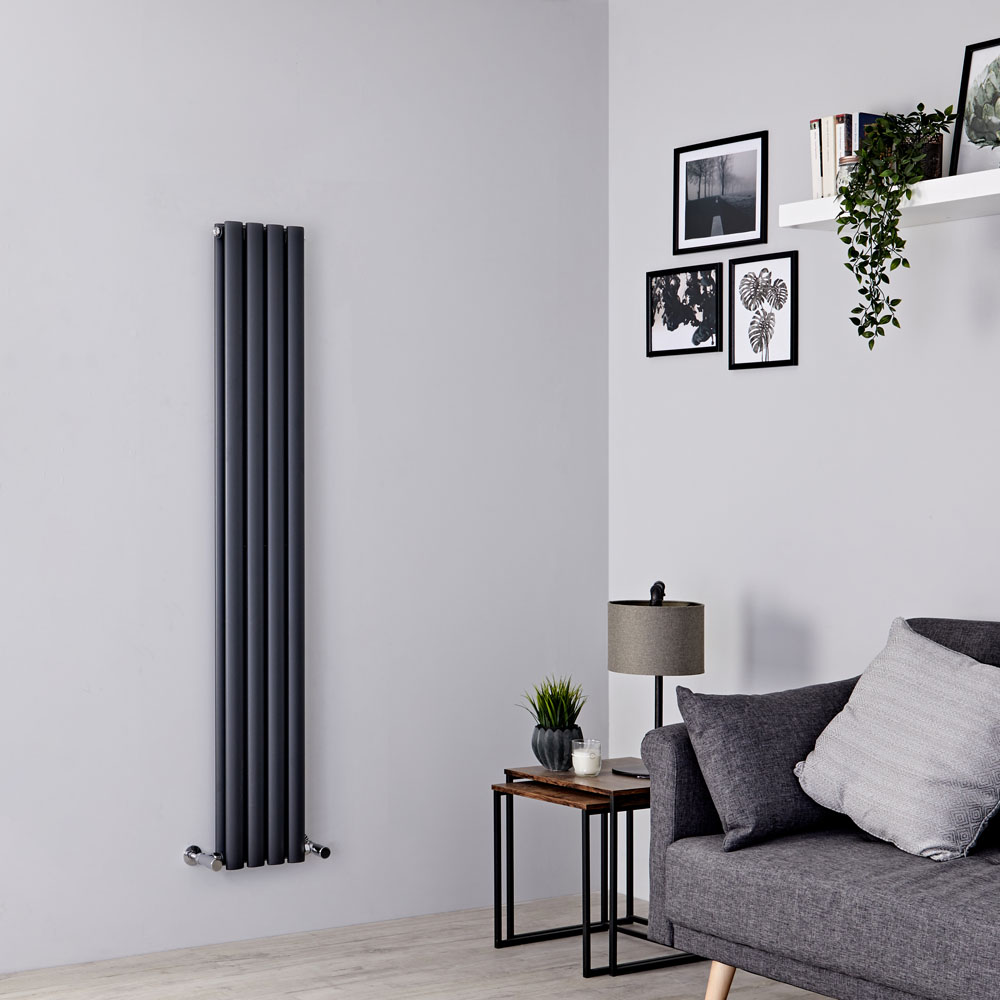 Milano Aruba Slim - Anthracite Space-Saving Vertical Designer Radiator 1600mm x 236mm (Double Panel)