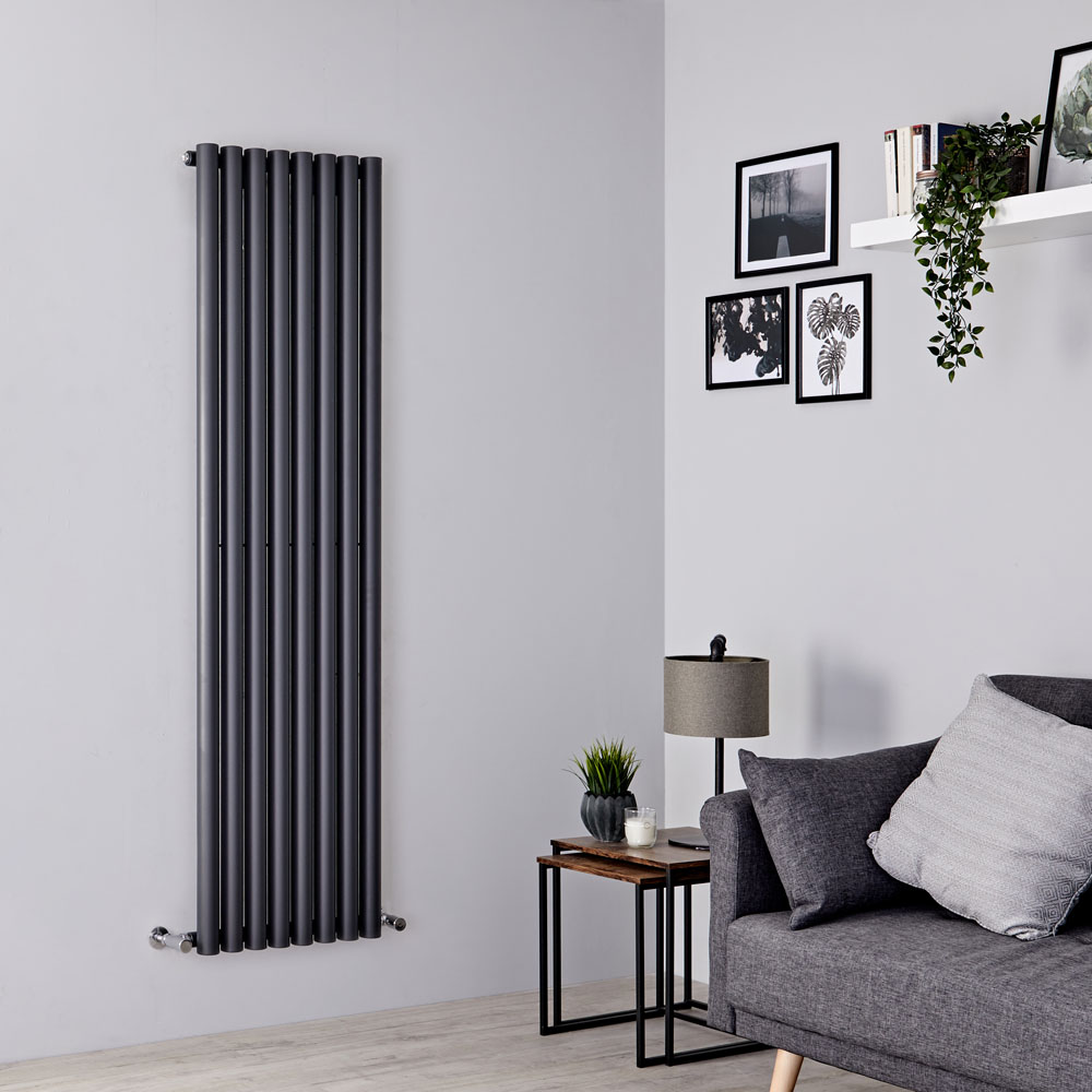 Milano Java - Anthracite Vertical Round Tube Designer Radiator 1600mm x 472mm