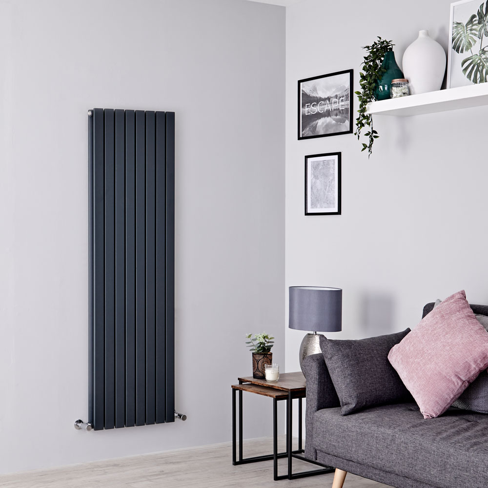 Milano Capri - Anthracite Vertical Flat Panel Double Designer Radiator 1600mm x 472mm