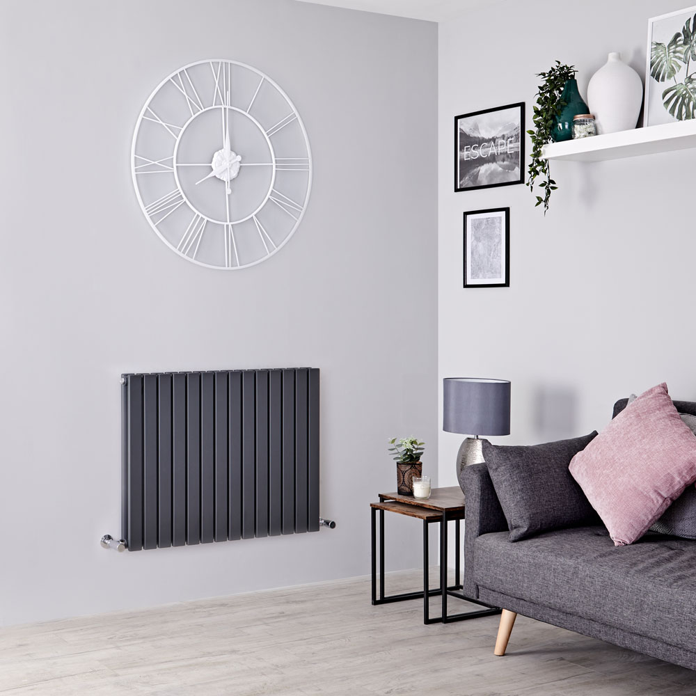 Milano Capri - Anthracite Horizontal Flat Panel Designer Radiator 635mm x 834mm (Double Panel)