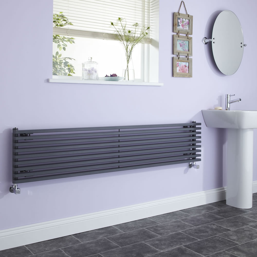 Milano Cayos - Anthracite Modern Horizontal Designer Radiator 342mm x 1600mm