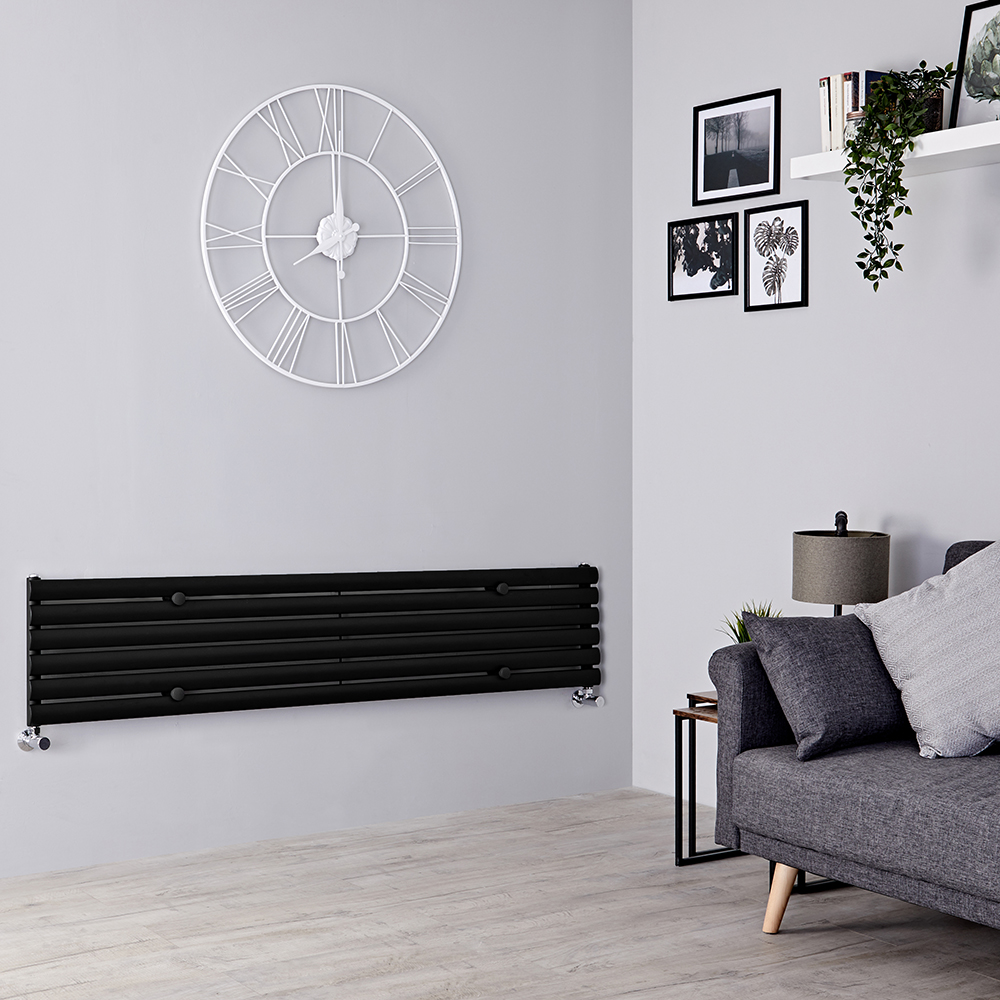 Milano Aruba - Black Horizontal Designer Radiator 354mm x 1600mm