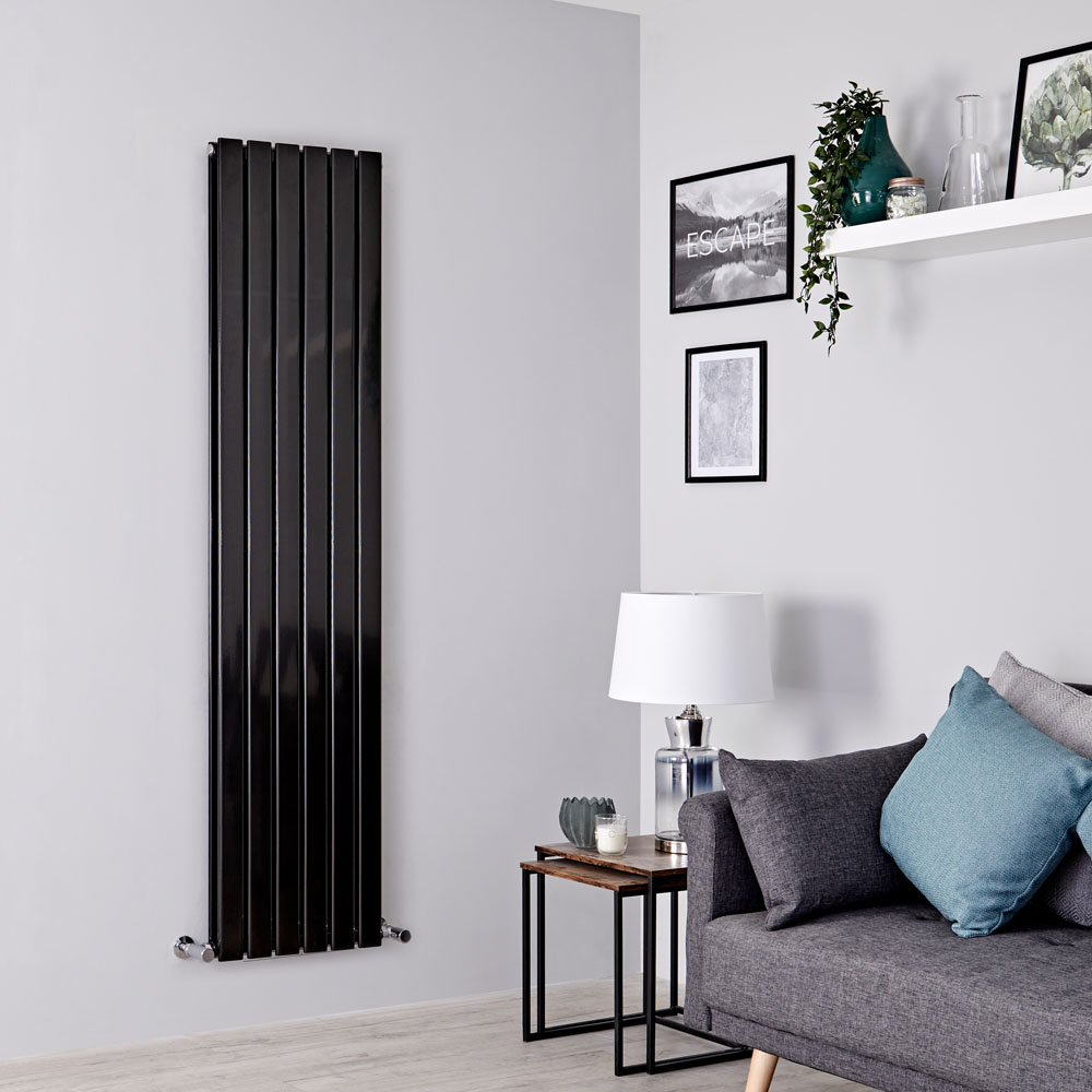 Milano Alpha - Black Vertical Double Designer Radiator 1600mm x 420mm