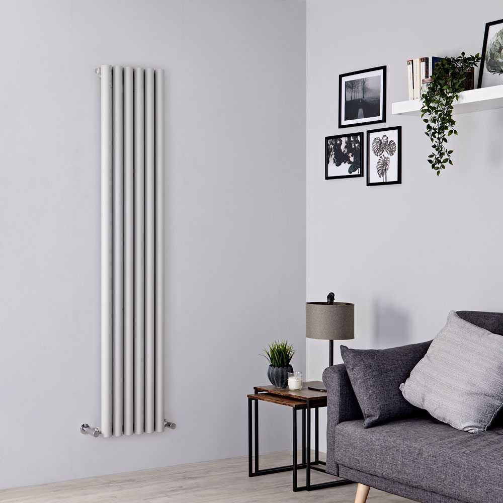 Milano Java - Silver Vertical Round Tube Designer Radiator 1600mm x 354mm