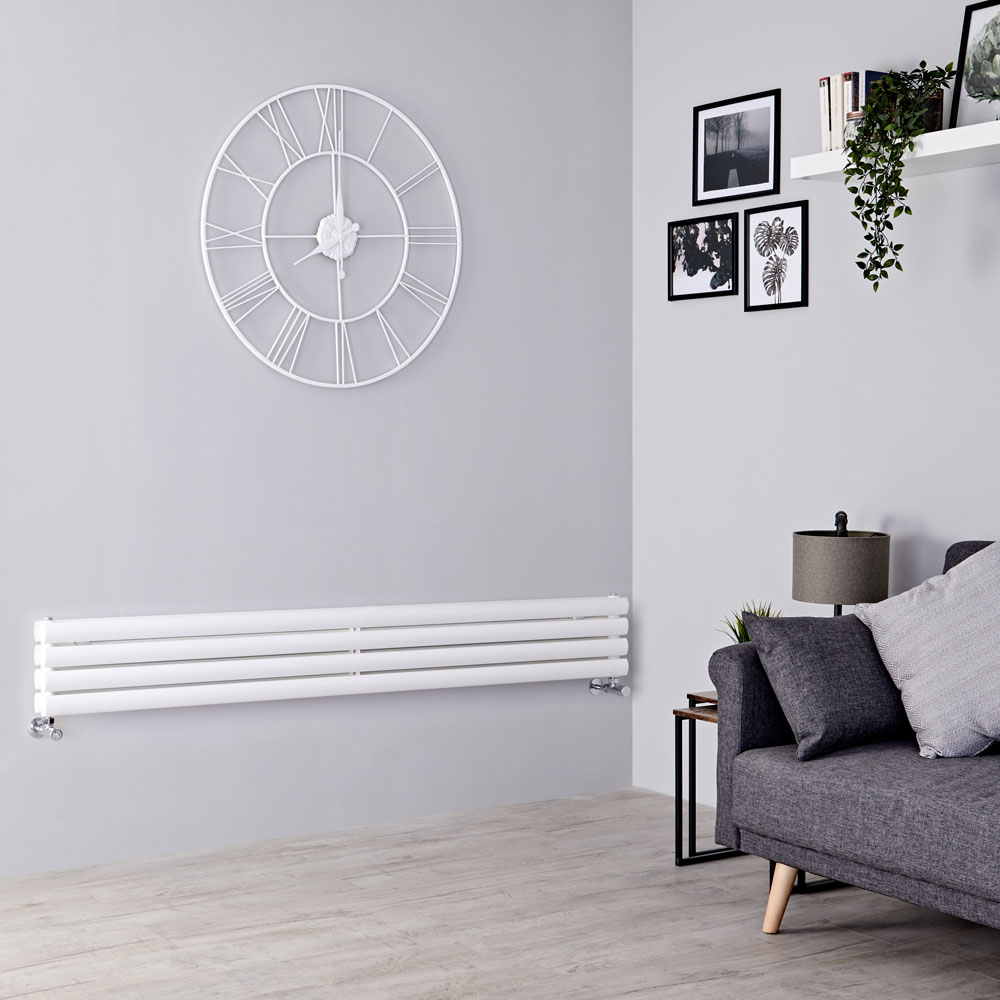 Milano Aruba - White Horizontal Designer Radiator 236mm x 1600mm (Double Panel)
