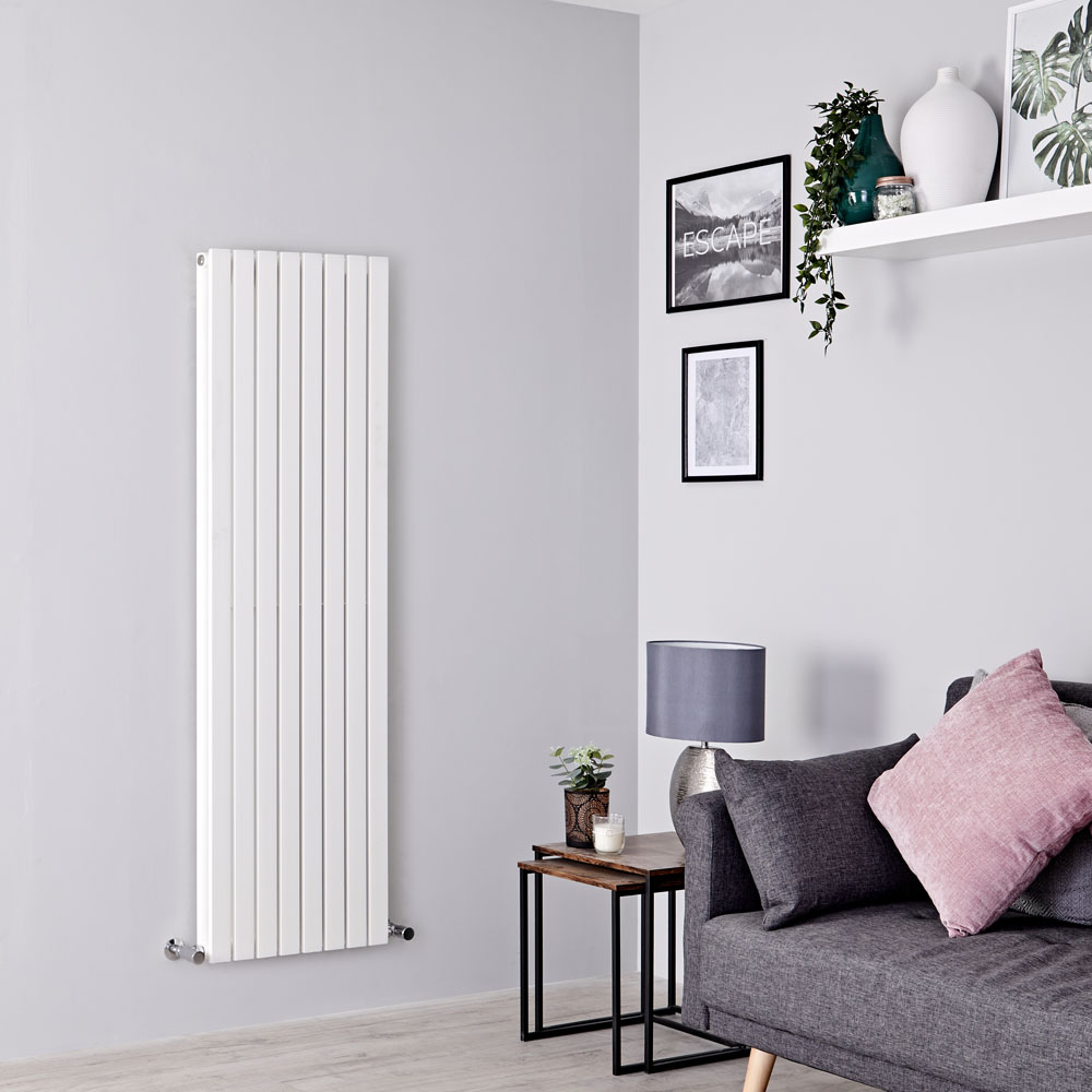 Milano Capri - White Flat Panel Double Designer Vertical Radiator 1600mm x 472mm