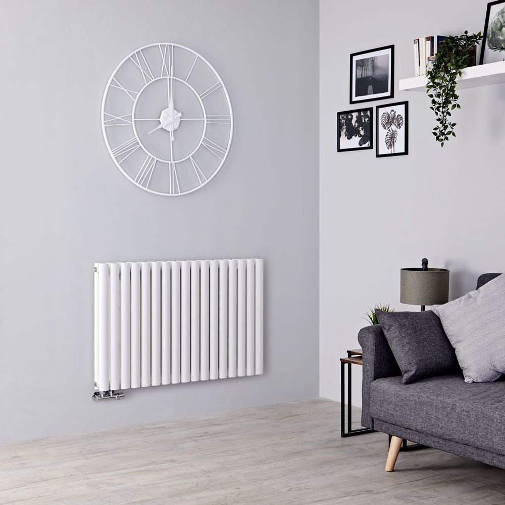 Milano Aruba Flow - White Horizontal Double Panel Middle Connection Designer Radiator 635mm x 1000mm