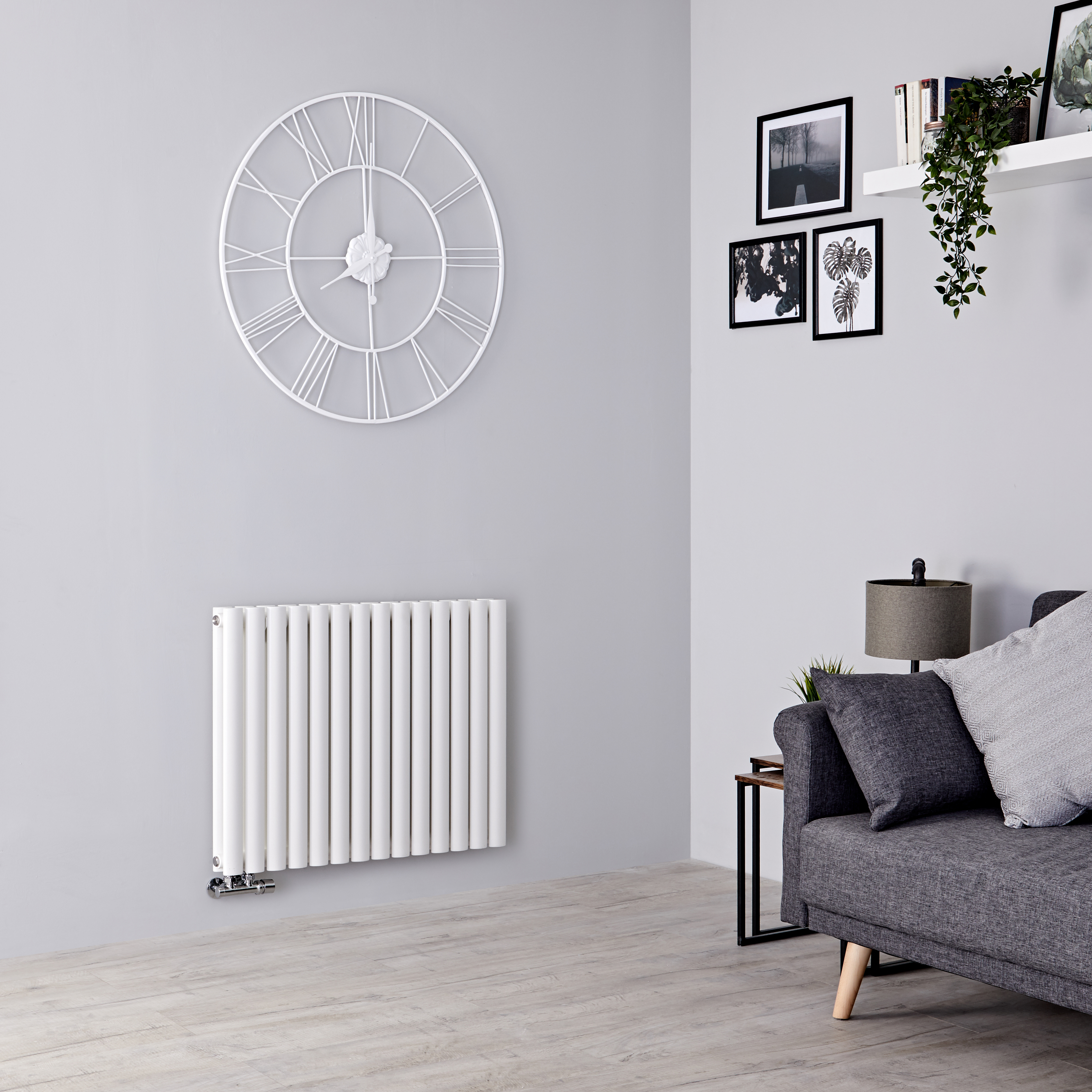 Milano Aruba Flow - White Horizontal Double Panel Middle Connection Designer Radiator 635mm x 834mm
