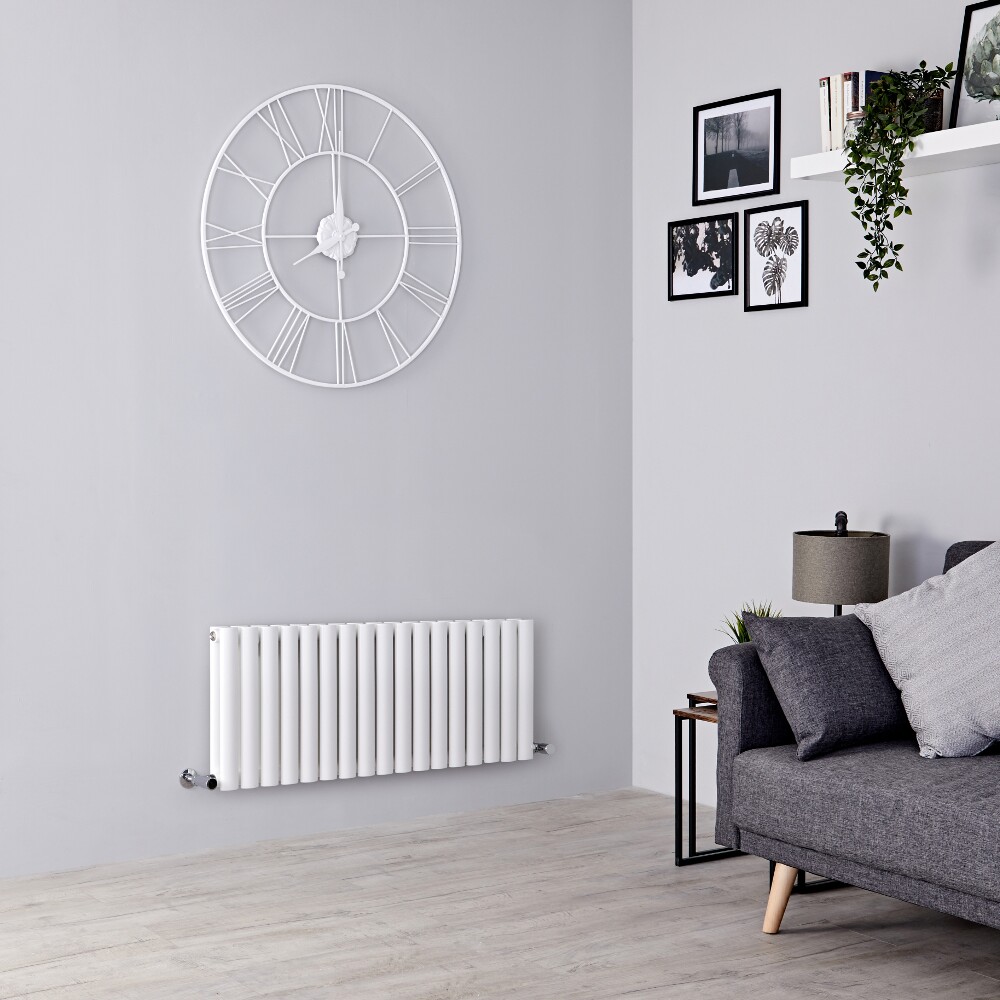 Milano Aruba - White Horizontal Designer Radiator 400mm x 1000mm (Double Panel)