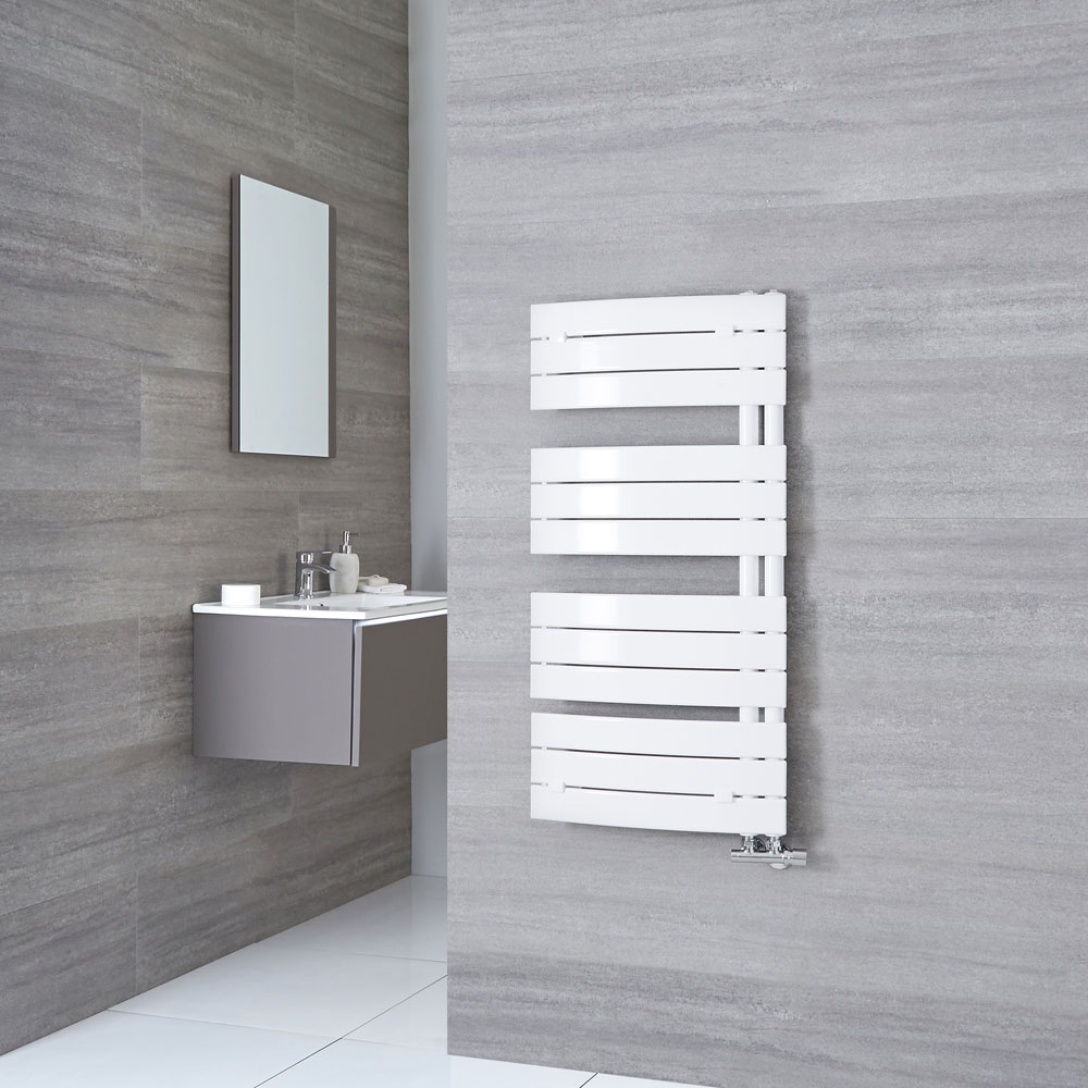 Milano Azore - White Curved Heated Towel Rail 1080mm x 550mm