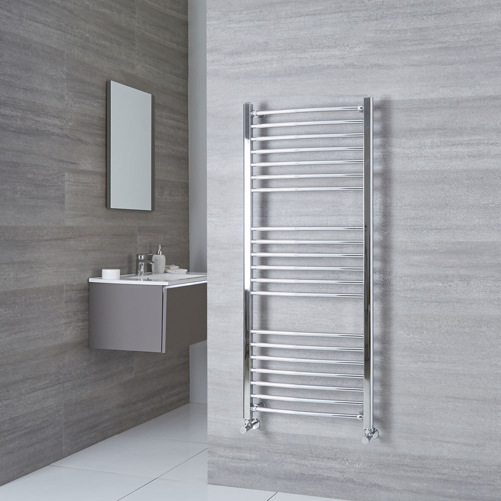 Milano Eco - Curved Chrome Heated Towel Rail 1400mm x 600mm