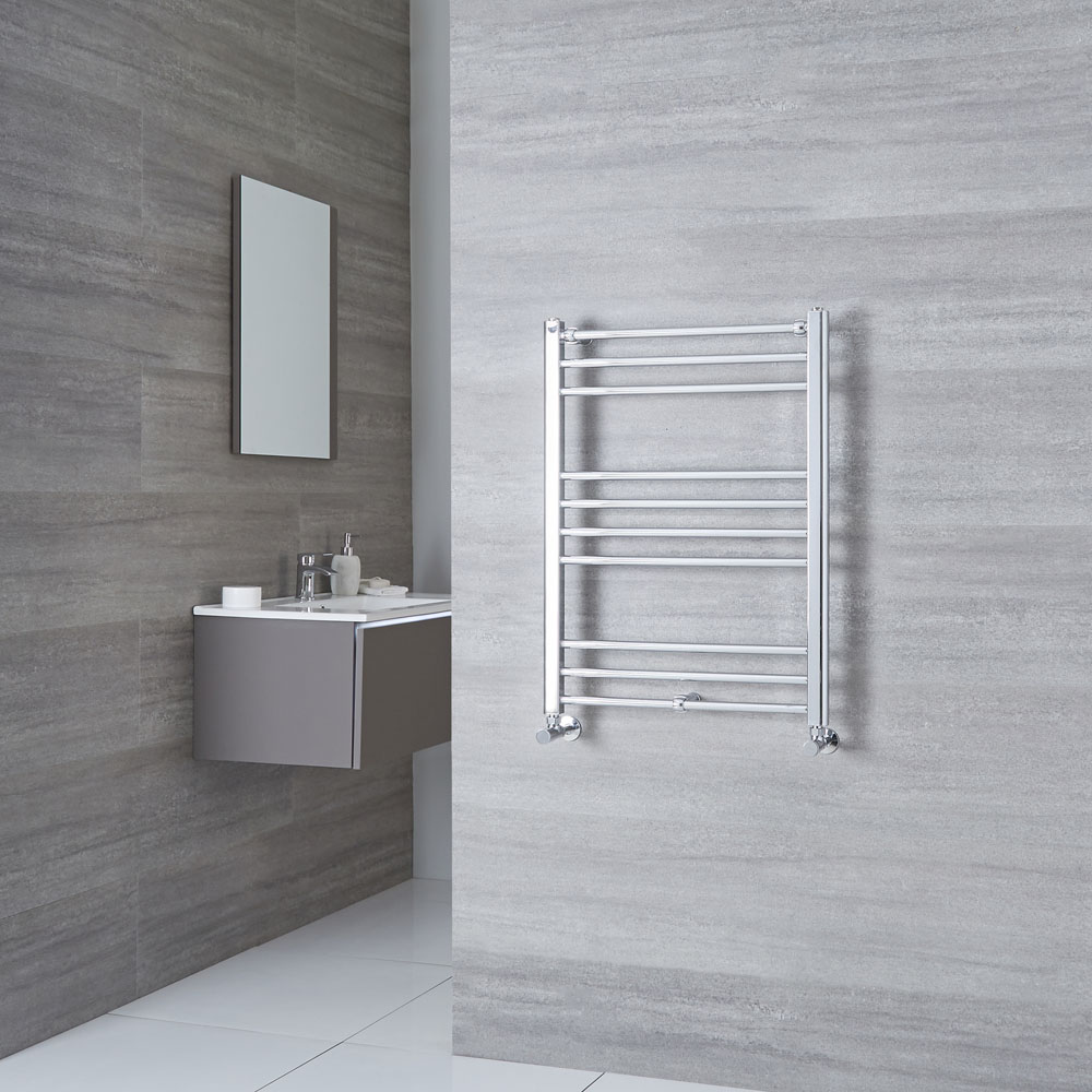 Milano Eco - Flat Chrome Heated Towel Rail 800mm x 600mm