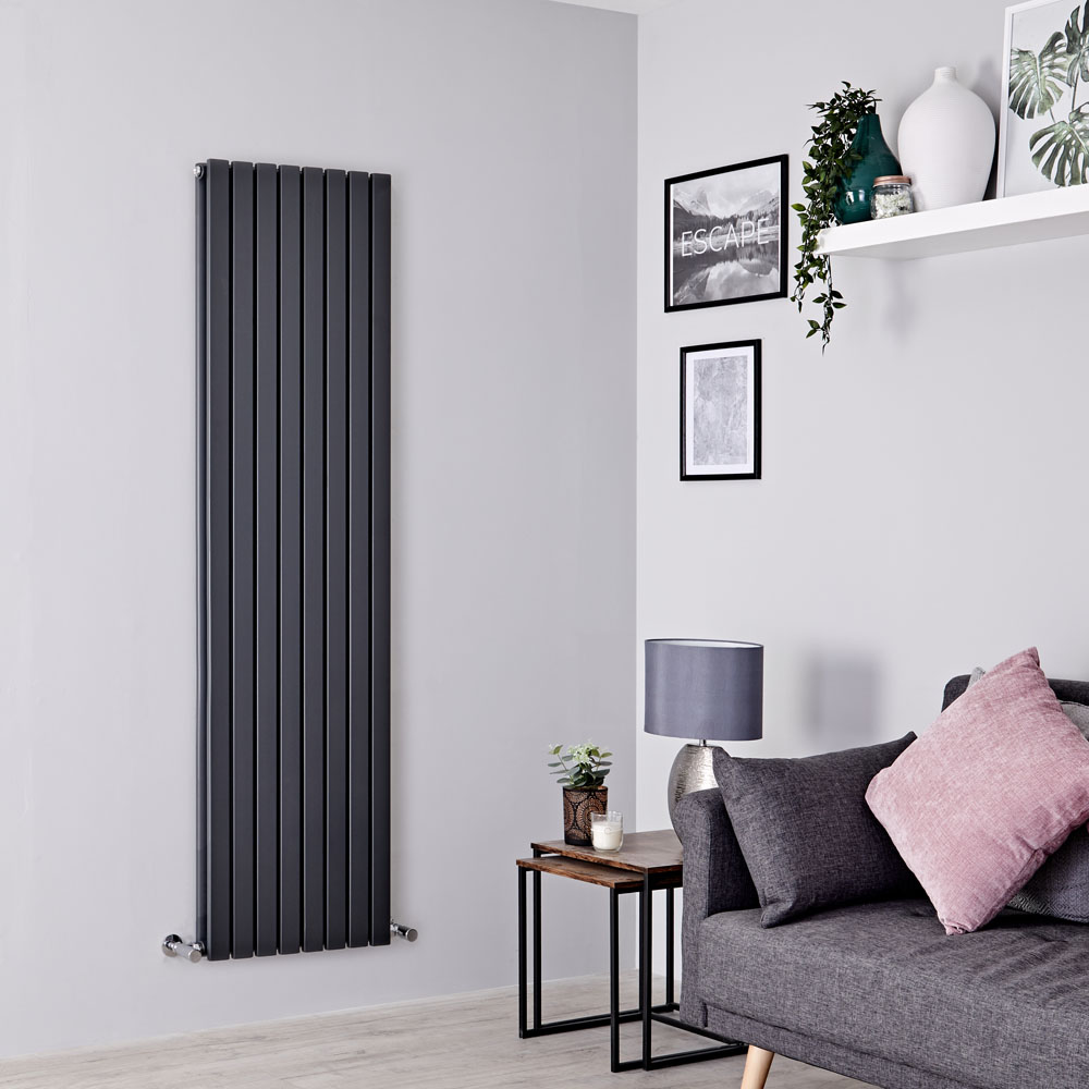 Milano Capri - Anthracite Flat Double Panel Designer Vertical Radiator 1780mm x 472mm
