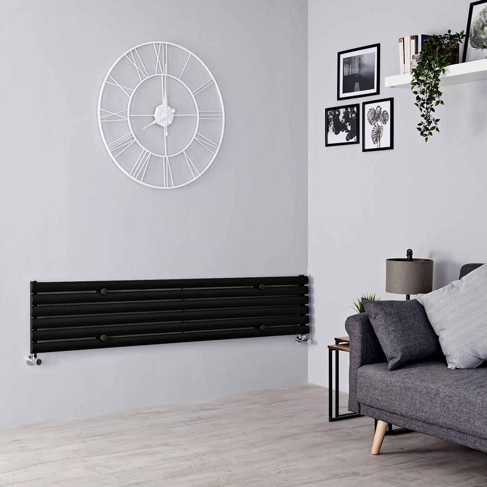 Milano Aruba - Black Horizontal Designer Radiator 354mm x 1780mm